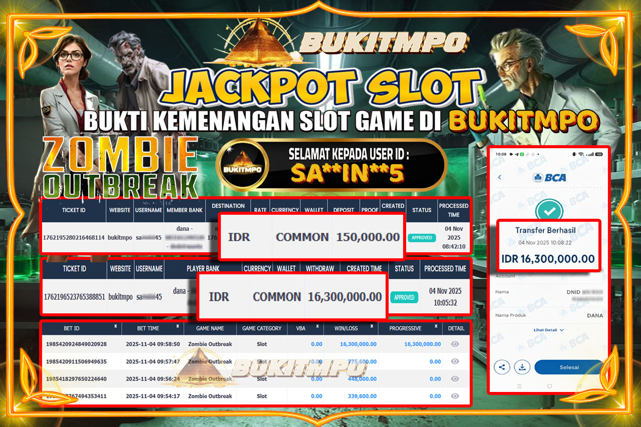 BUKITMPO JACKPOT ZOMBIE OUTBREAK Rp.16.300.000,- LUNAS